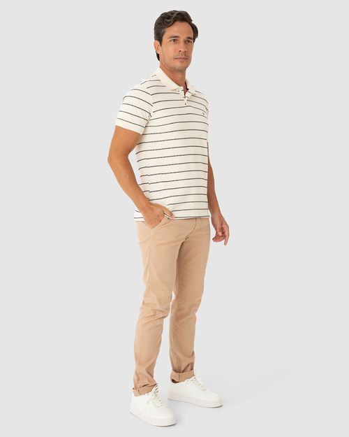 Camisa Polo Masculina Gola Esporte Em Malha Listrada