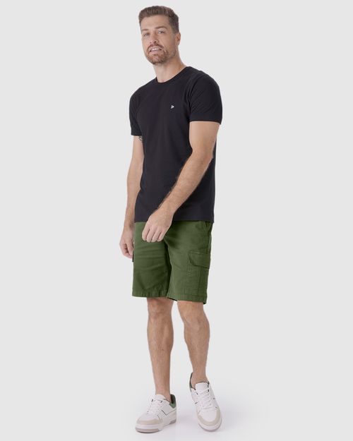 Bermuda Cargo Masculina Em Sarja Com Elastano
