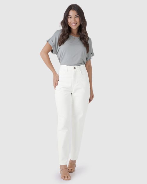 Calça Feminina Mom Em Sarja Com Elastano