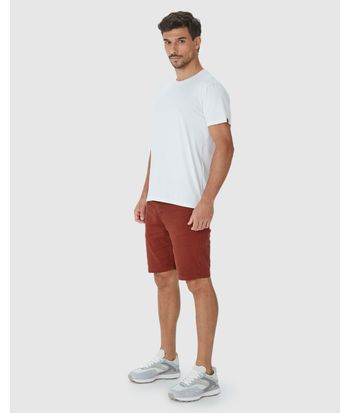 Bermuda Masculina Cintura Média Em Sarja Com Elastano