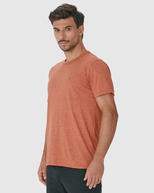 Camiseta Básica Masculina Bordada Em Malha Rajada