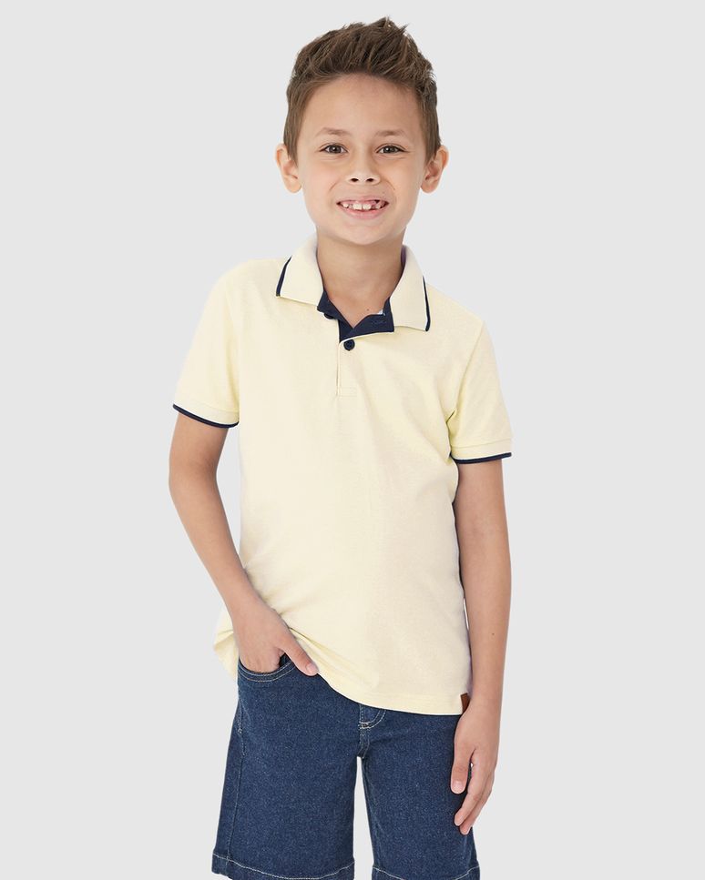 Camisa Polo Infantil Menino Peitilho Frontal Em Piquet Stretch Malwee Kids