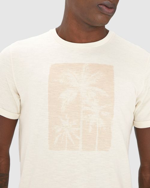 Camiseta Masculina Manga Dobrada Em Malha Flamê