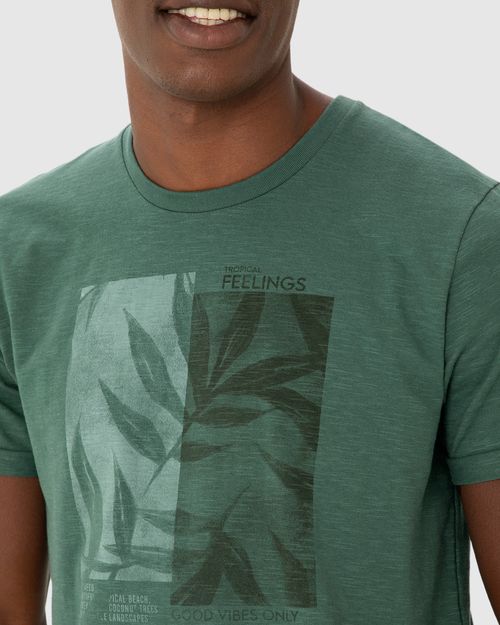 Camiseta Masculina Manga Dobrada Em Malha Flamê