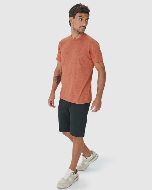 Camiseta Básica Masculina Bordada Em Malha Rajada