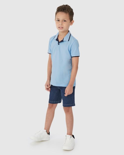 Camisa Polo Infantil Menino Peitilho Frontal Em Piquet Stretch Malwee Kids
