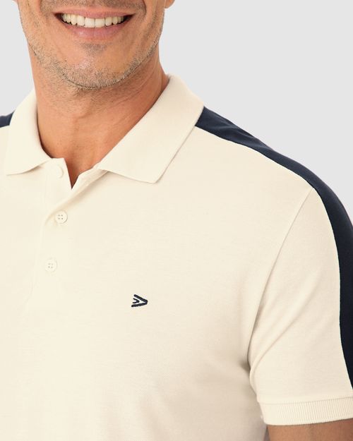 Camisa Polo Masculina Recorte Ombro Em Piquet Stretch