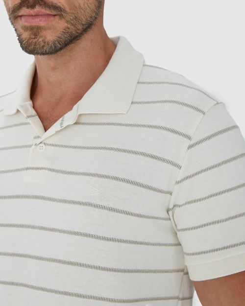 Camisa Polo Masculina Gola Esporte Em Malha Listrada