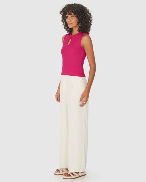 Regata Feminina Decote Detalhe Gota Em Malha Viscose Canelada