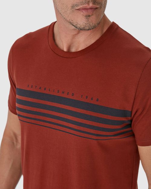 Camiseta Masculina Listras Frontais Em Algodão