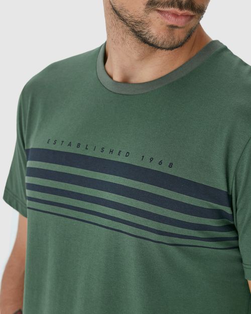 Camiseta Masculina Listras Frontais Em Algodão