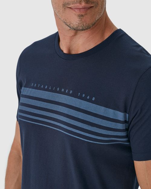 Camiseta Masculina Listras Frontais Em Algodão