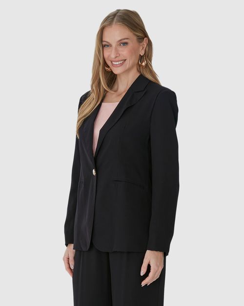 Blazer Alfaiataria Feminino Bolso Embutido Em Viscose Sarjada