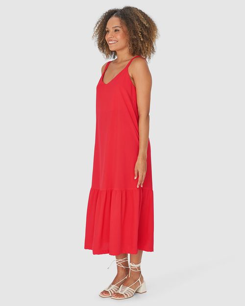 Vestido Amplo Feminino Decote V Em Viscose
