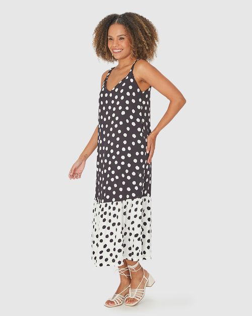 Vestido Amplo Feminino Estampado Decote V Em Viscose