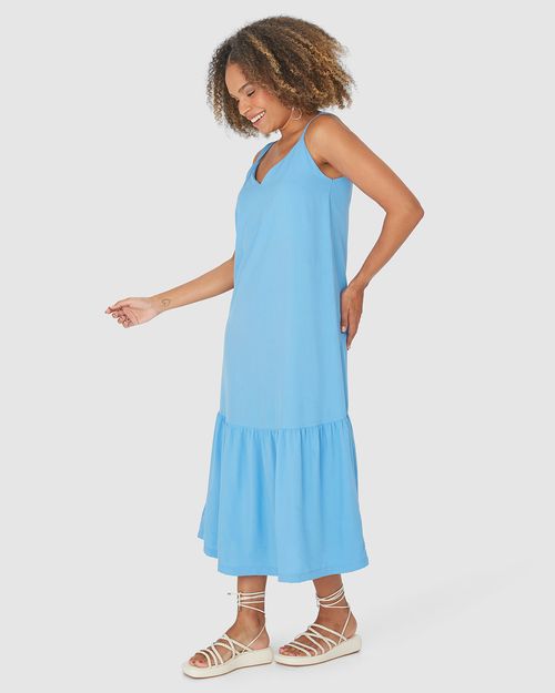 Vestido Amplo Feminino Decote V Em Viscose