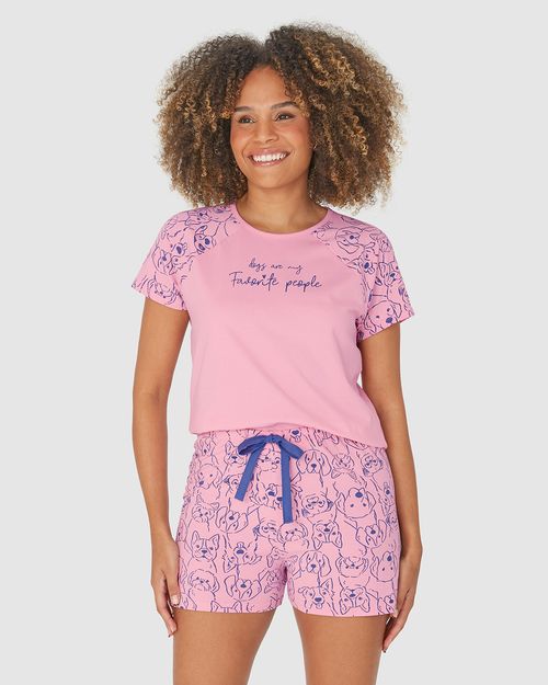 Pijama Feminino Blusa Manga Raglan Em Algodão