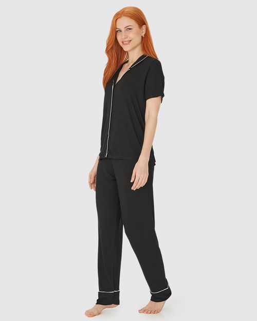 Pijama Americano Feminino Manga Curta Em Viscose Stretch