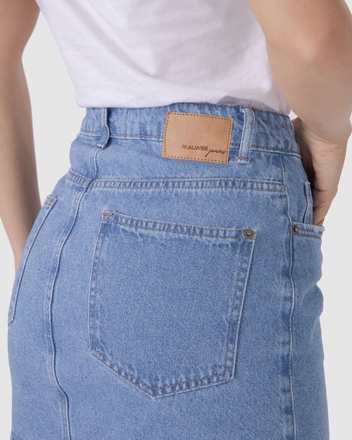 Saia Reta Feminina Em Jeans 100% Algodão