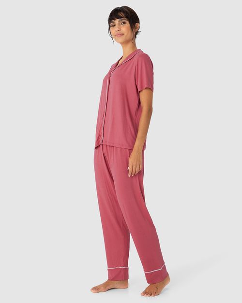 Pijama Americano Feminino Manga Curta Em Viscose Stretch
