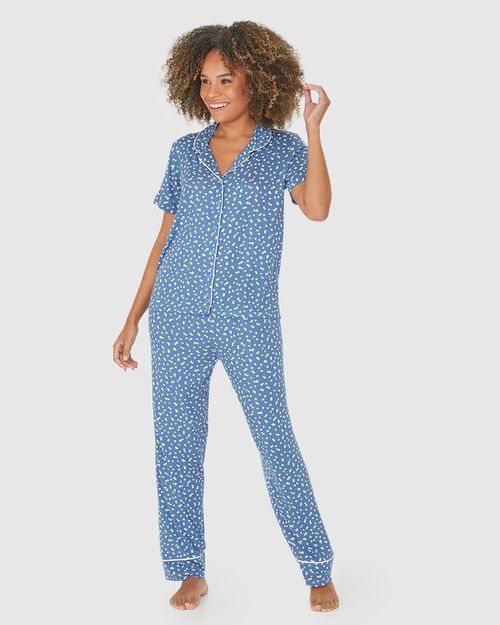 Pijama Americano Feminino Manga Curta Em Viscose Stretch