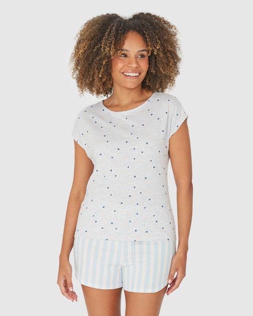 Pijama Feminino Shorts Listrado Em Algodão