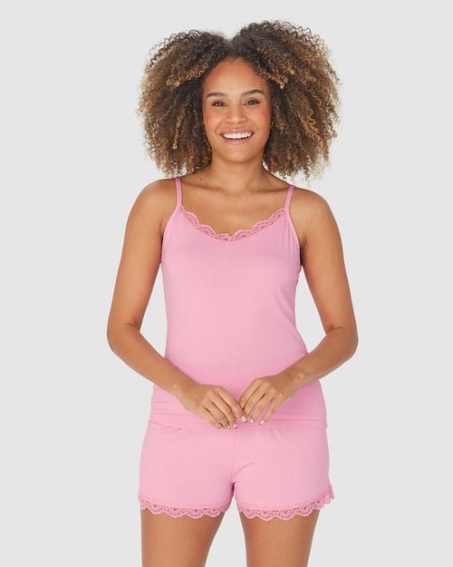 Pijama Feminino Com Detalhe Renda Em Viscose Stretch
