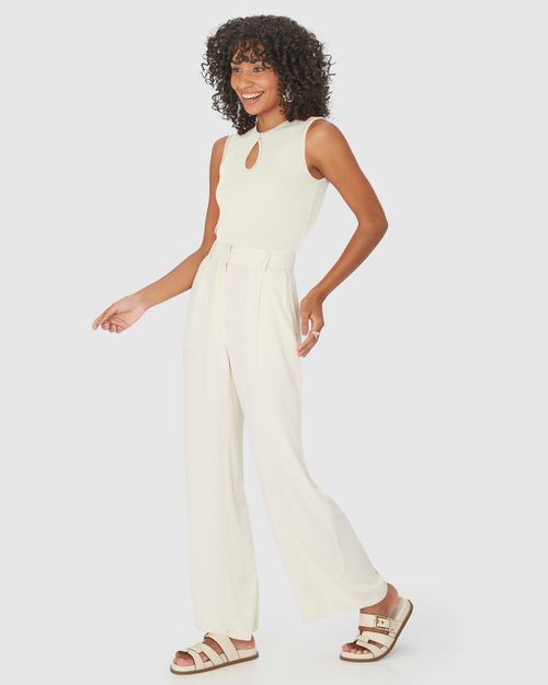 Regata Feminina Decote Detalhe Gota Em Malha Viscose Canelada