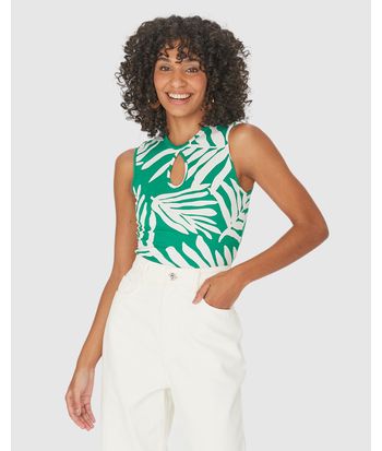 Regata Feminina Decote Detalhe Gota Em Malha Viscose Canelada