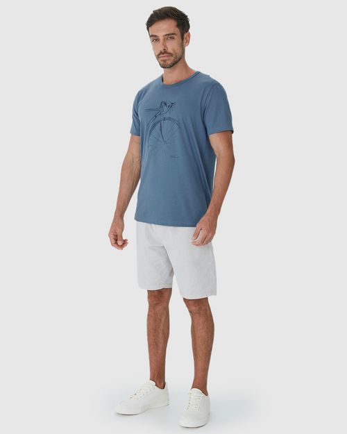 Camiseta Masculina Regular Ilustração Frontal Em Algodão