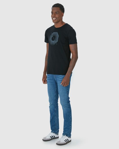 Camiseta Masculina Decote Redondo Estampa Frontal Em Algodão