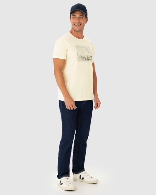 Camiseta Masculina Decote Redondo Estampa Frontal Em Algodão