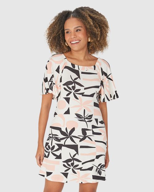Vestido Evasê Feminino Estampado Em Malha Viscolinho Stretch