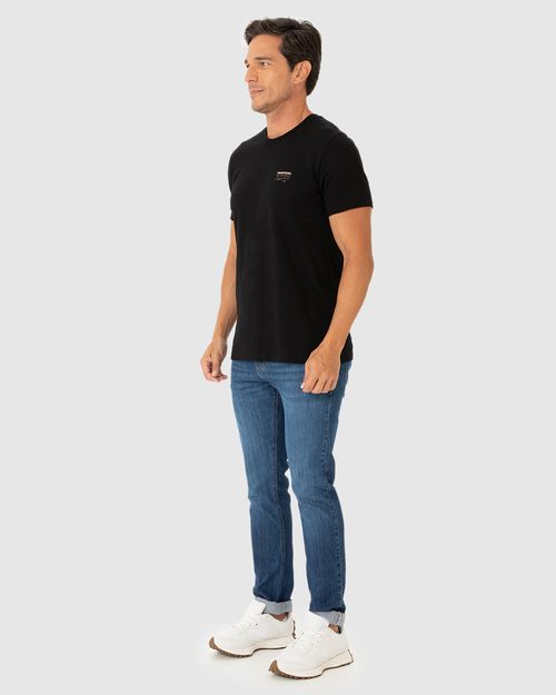 Camiseta Masculina Estampa Frente E Costas Em Malha Flamê