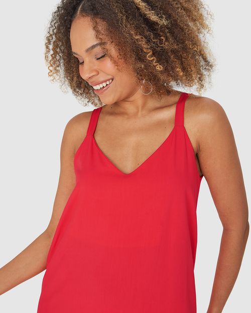 Vestido Amplo Feminino Decote V Em Viscose