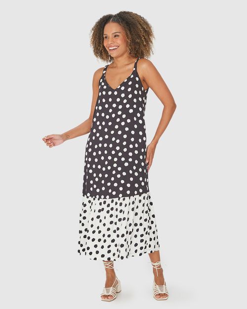 Vestido Amplo Feminino Estampado Decote V Em Viscose