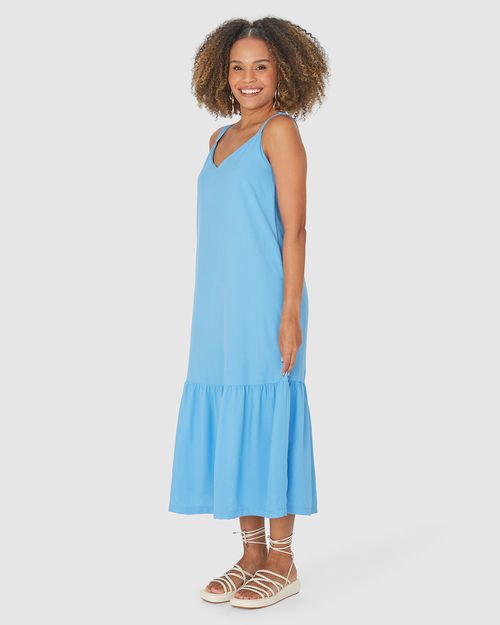 Vestido Amplo Feminino Decote V Em Viscose