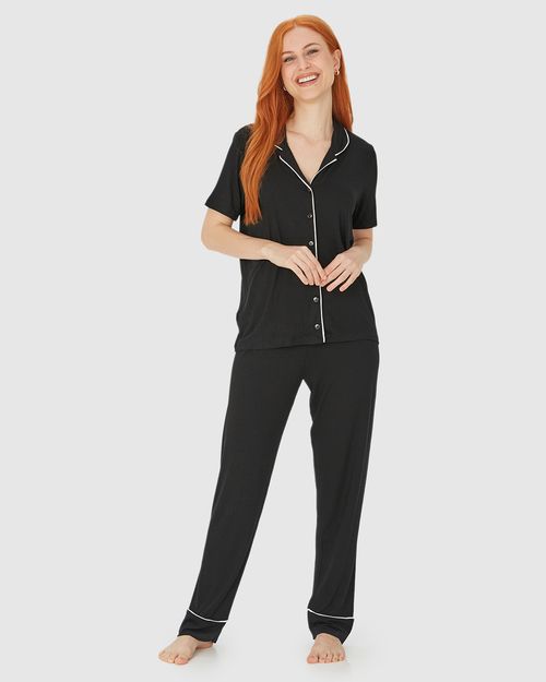 Pijama Americano Feminino Manga Curta Em Viscose Stretch