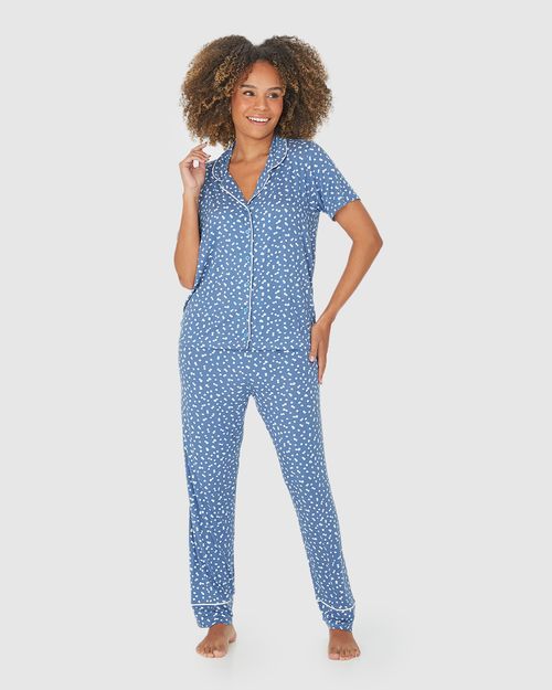 Pijama Americano Feminino Manga Curta Em Viscose Stretch