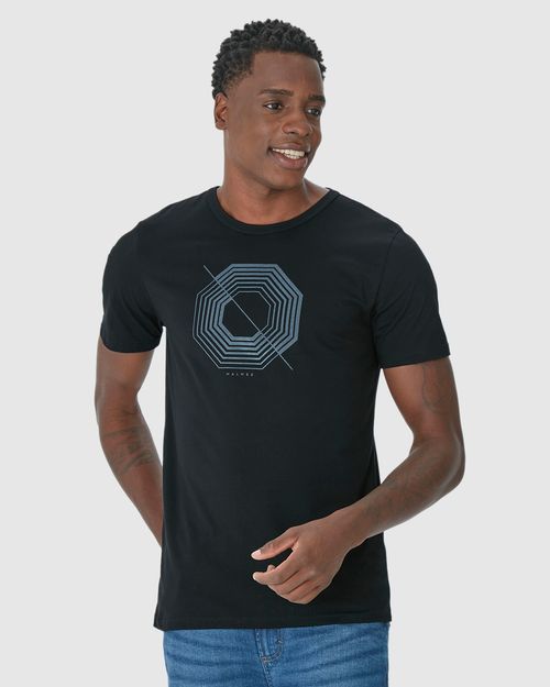 Camiseta Masculina Decote Redondo Estampa Frontal Em Algodão