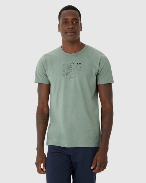 Camiseta Masculina Manga Curta Rio Cidade Maravilhosa Em Algodão