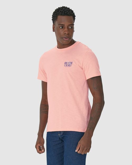 Camiseta Masculina Estampa Frente E Costas Em Malha Flamê