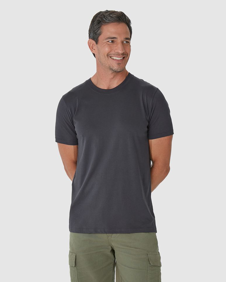 Camiseta Pima Masculina Com Acabamento No Decote Interno