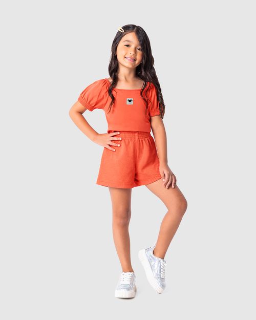 Conjunto Infantil Menina Blusa Cropped Em Algodão Malwee Kids