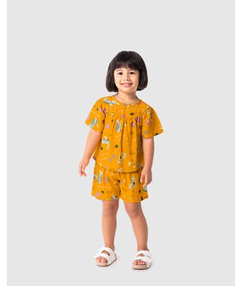 Conjunto Infantil Menina Estampa Meu Jardim Em Viscose Malwee Kids
