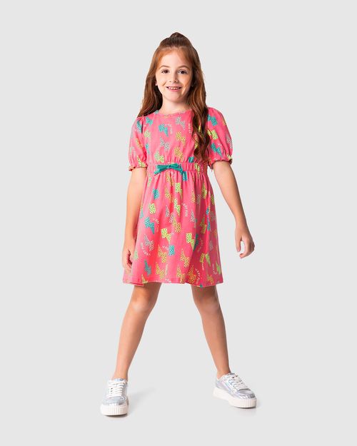 Vestido Infantil Rodado Com Abertura Costas Em Algodão Malwee Kids