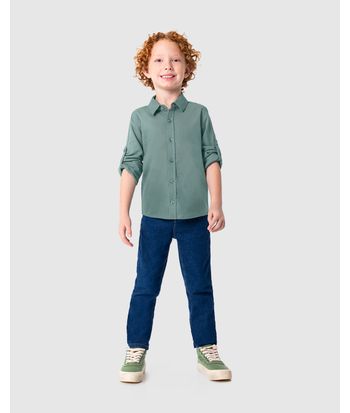 Camisa Infantil Menino Manga Longa Em Tricoline Malwee Kids