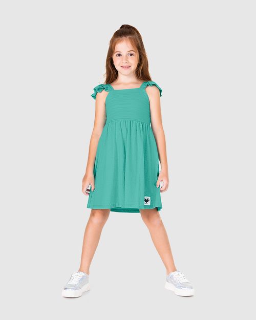 Vestido Infantil Alça Com Babado Em Malha Texturizada Malwee Kids