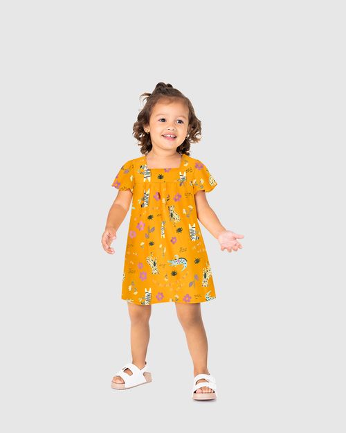 Vestido Infantil Estampado Em Viscose Malwee Kids