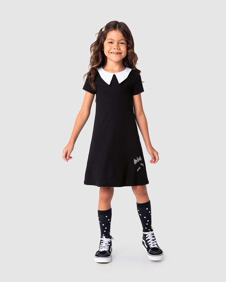 Vestido Infantil Halloween Gola Diferenciada Em Ribana Malwee Kids